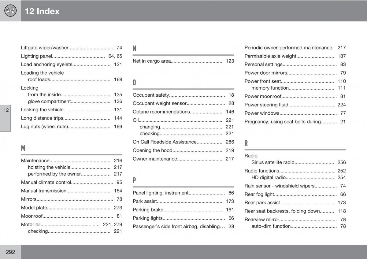 Volvo C30 owners manual / page 292