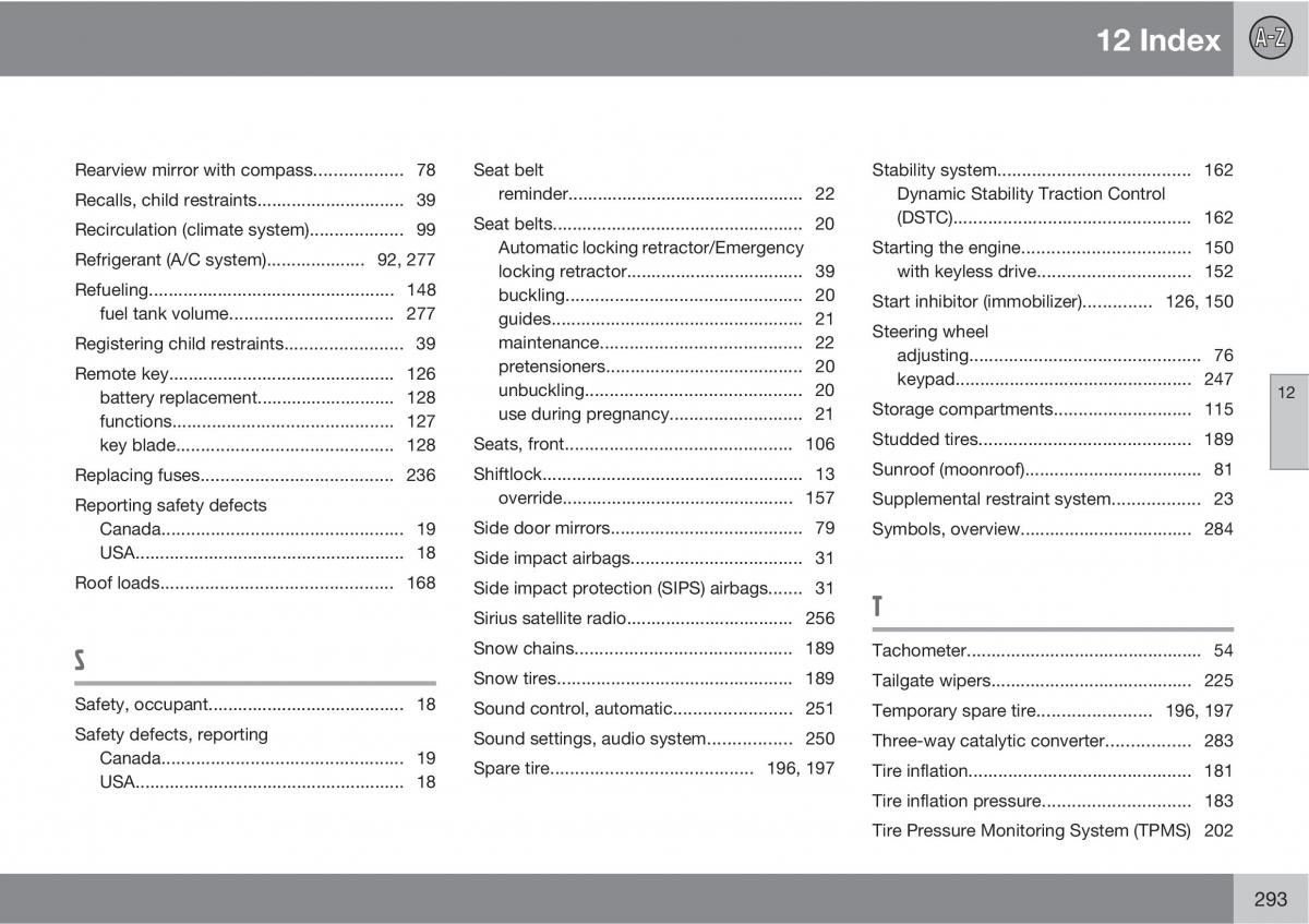 Volvo C30 owners manual / page 293