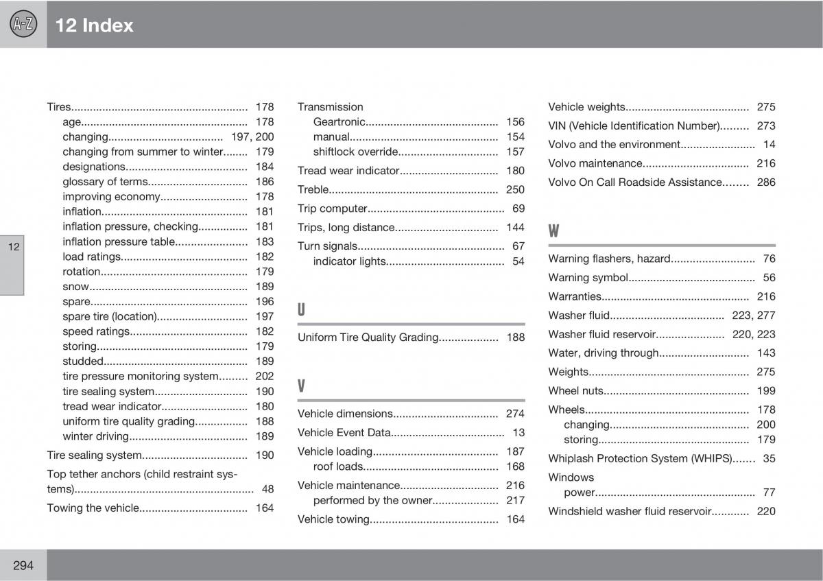 Volvo C30 owners manual / page 294