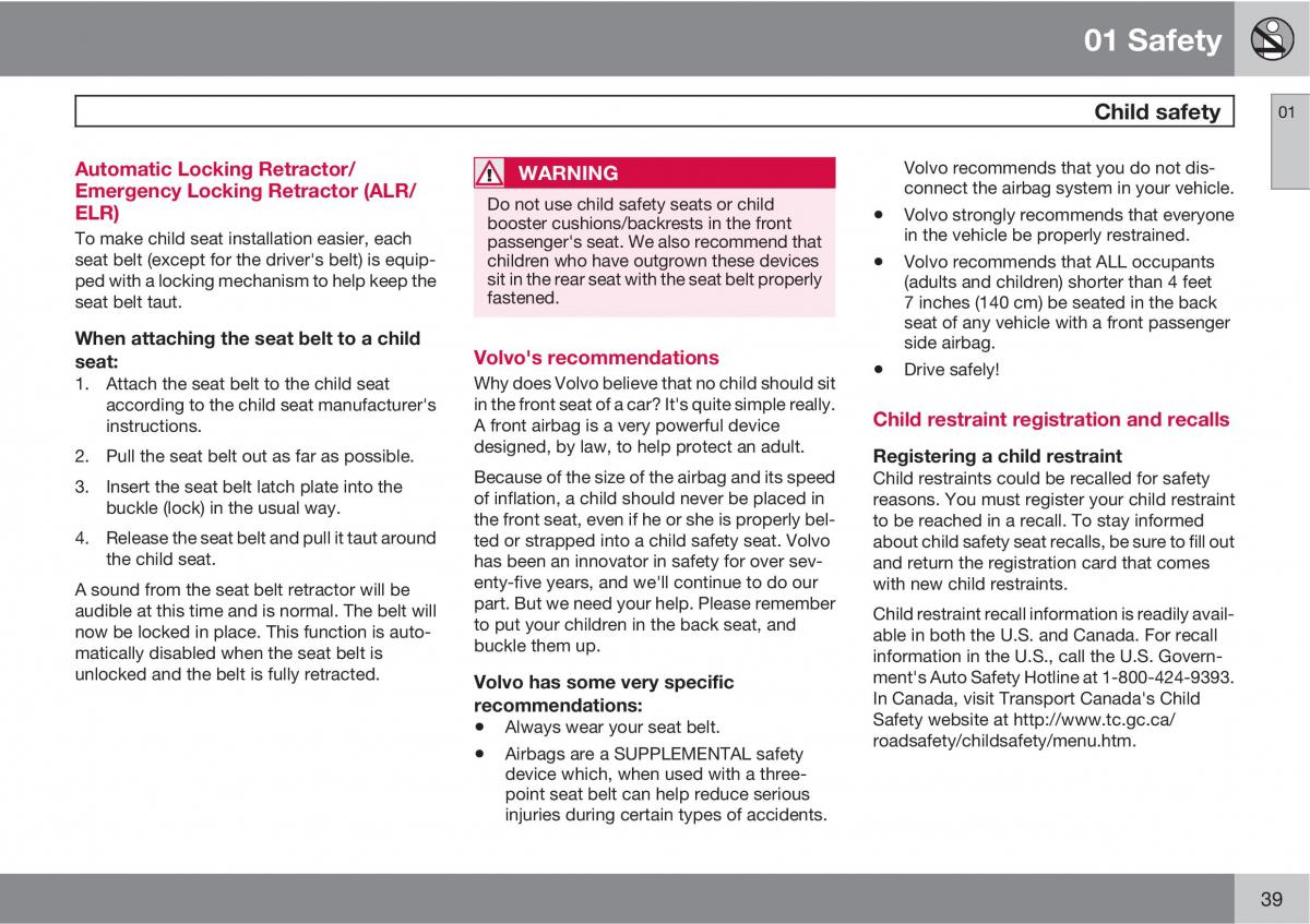 Volvo C30 owners manual / page 39