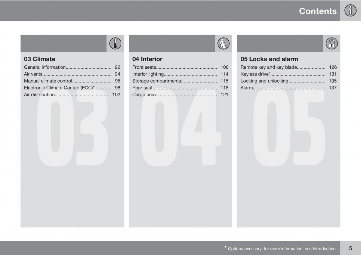 Volvo C30 owners manual / page 5