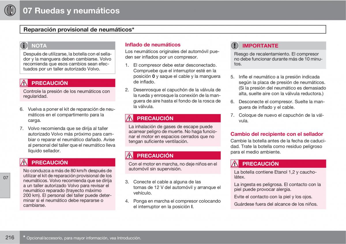 Volvo C30 manual del propietario / page 218