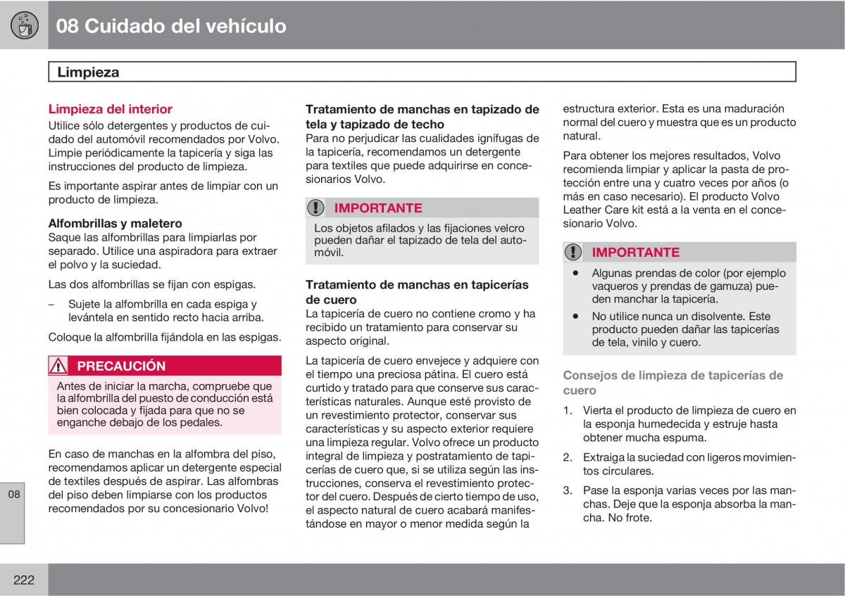 Volvo C30 manual del propietario / page 224