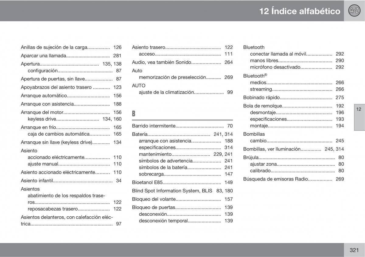 Volvo C30 manual del propietario / page 323