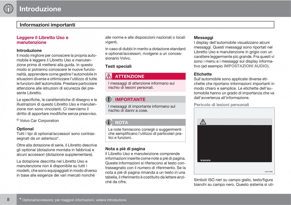 Volvo C30 manuale del proprietario / page 10