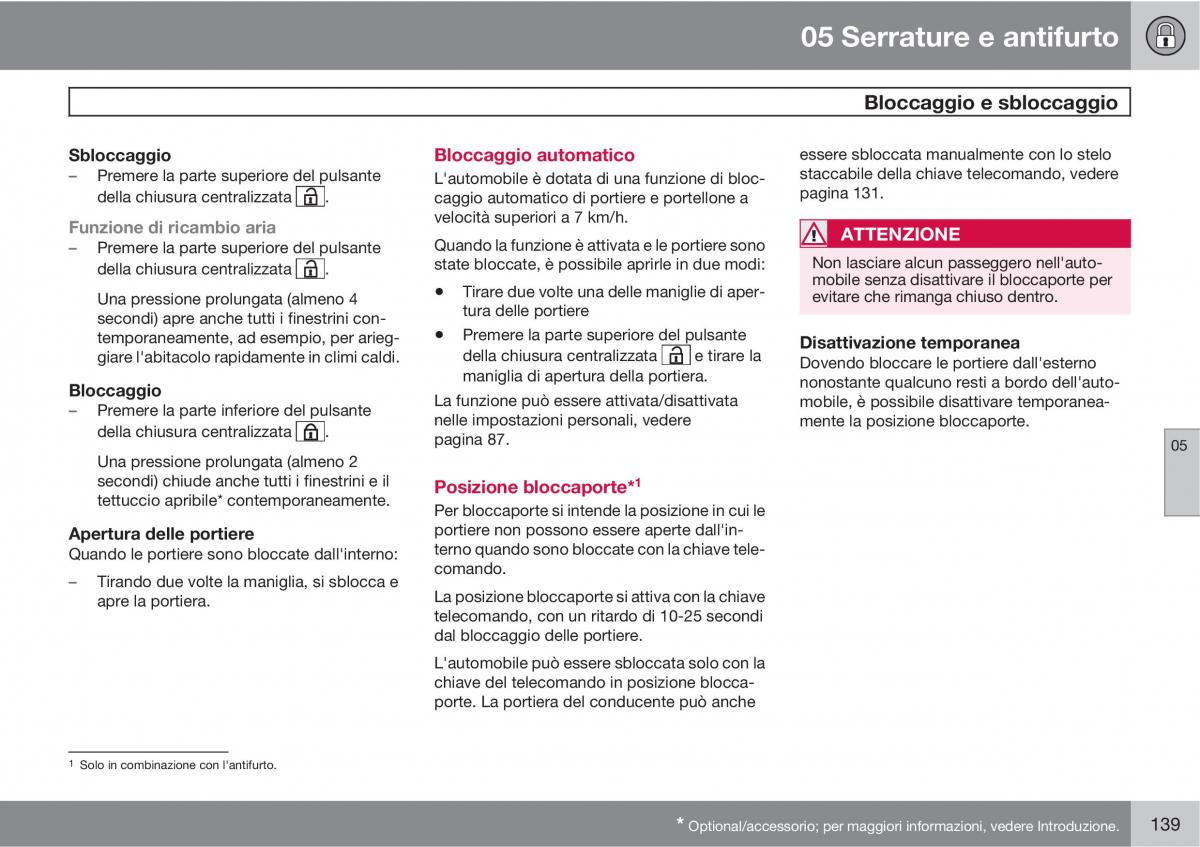 Volvo C30 manuale del proprietario / page 141