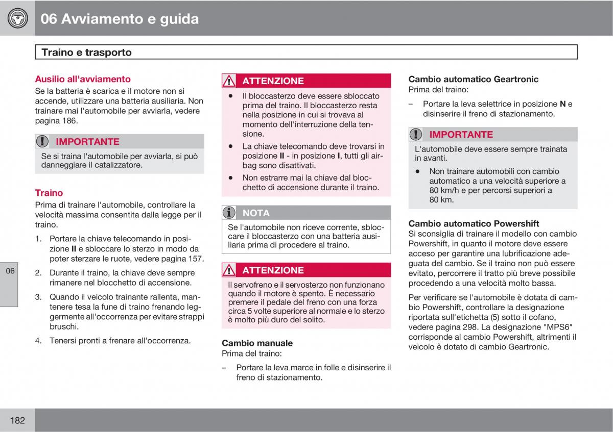 Volvo C30 manuale del proprietario / page 184