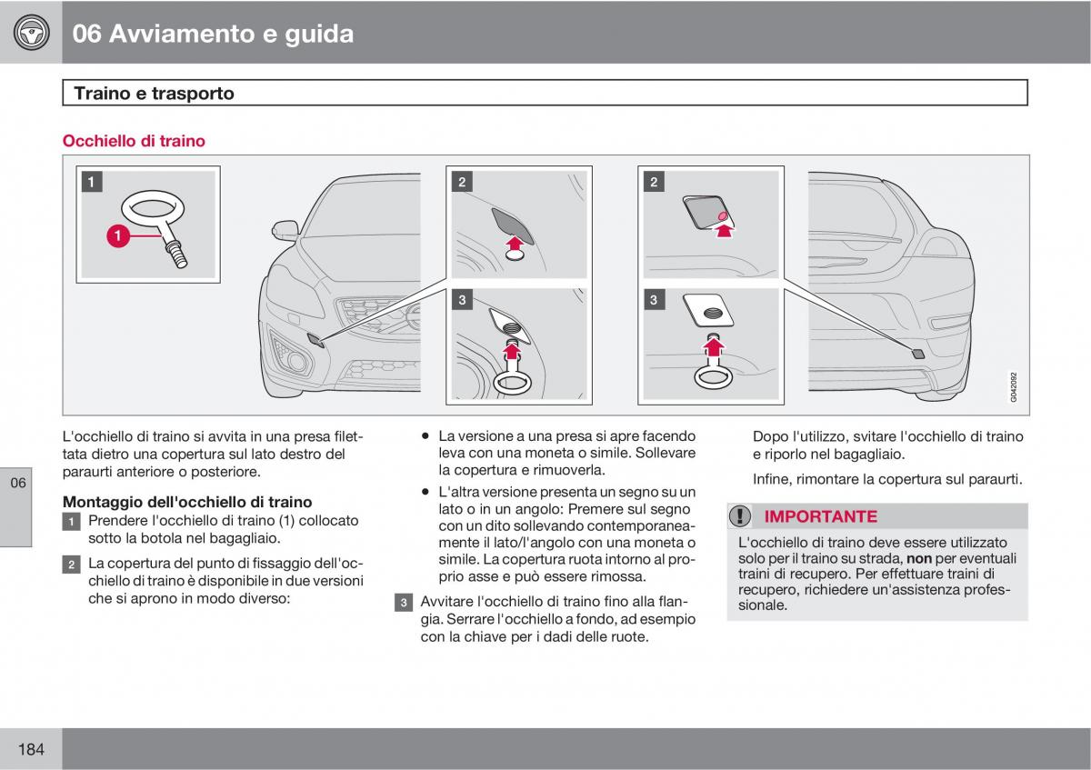 Volvo C30 manuale del proprietario / page 186