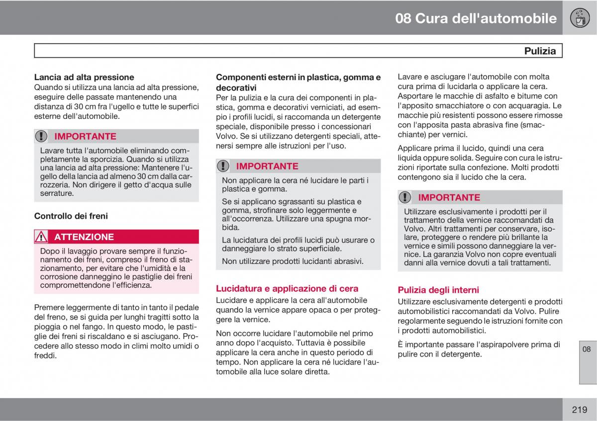 Volvo C30 manuale del proprietario / page 221