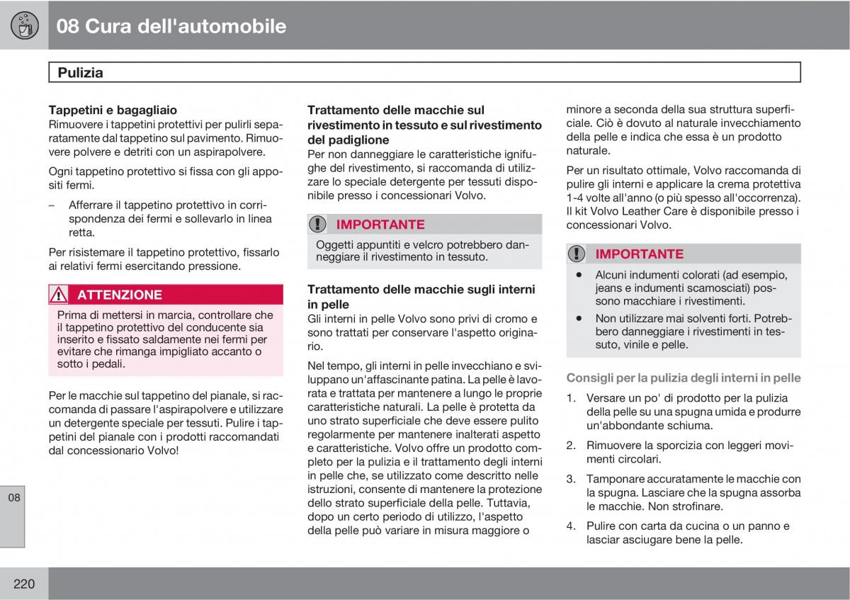 Volvo C30 manuale del proprietario / page 222