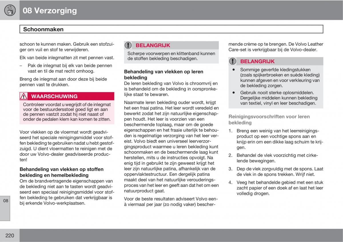 Volvo C30 handleiding / page 222