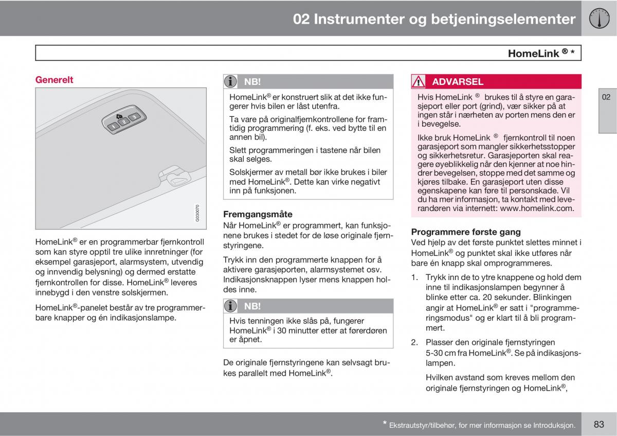 Volvo C30 bruksanvisningen / page 85