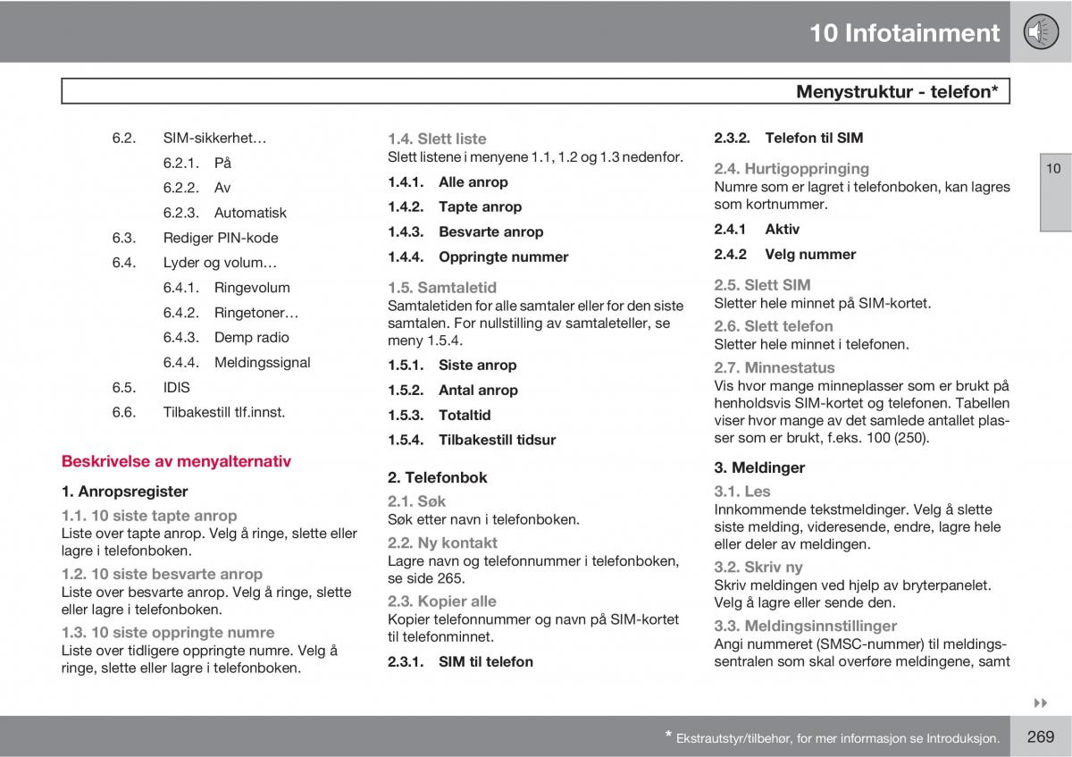 Volvo C30 bruksanvisningen / page 271