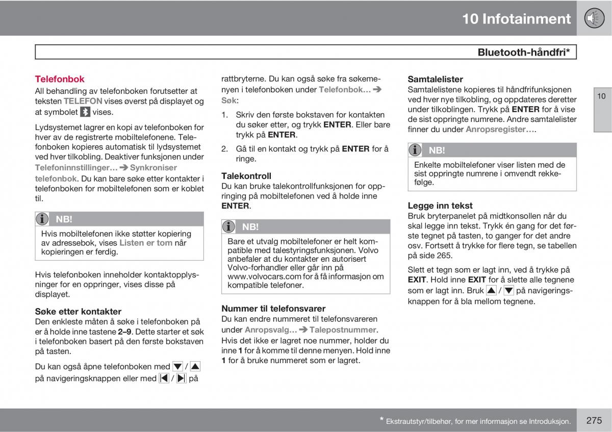 Volvo C30 bruksanvisningen / page 277