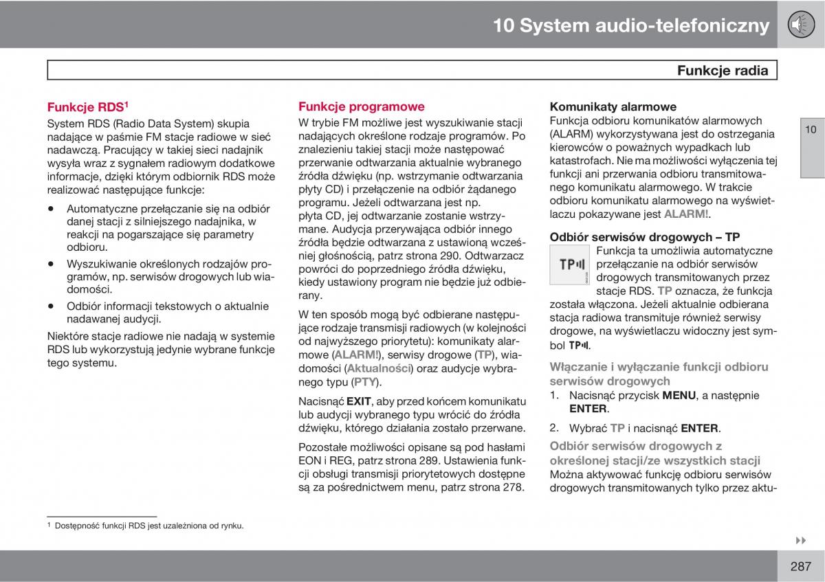 Volvo C30 instrukcja obslugi / page 289