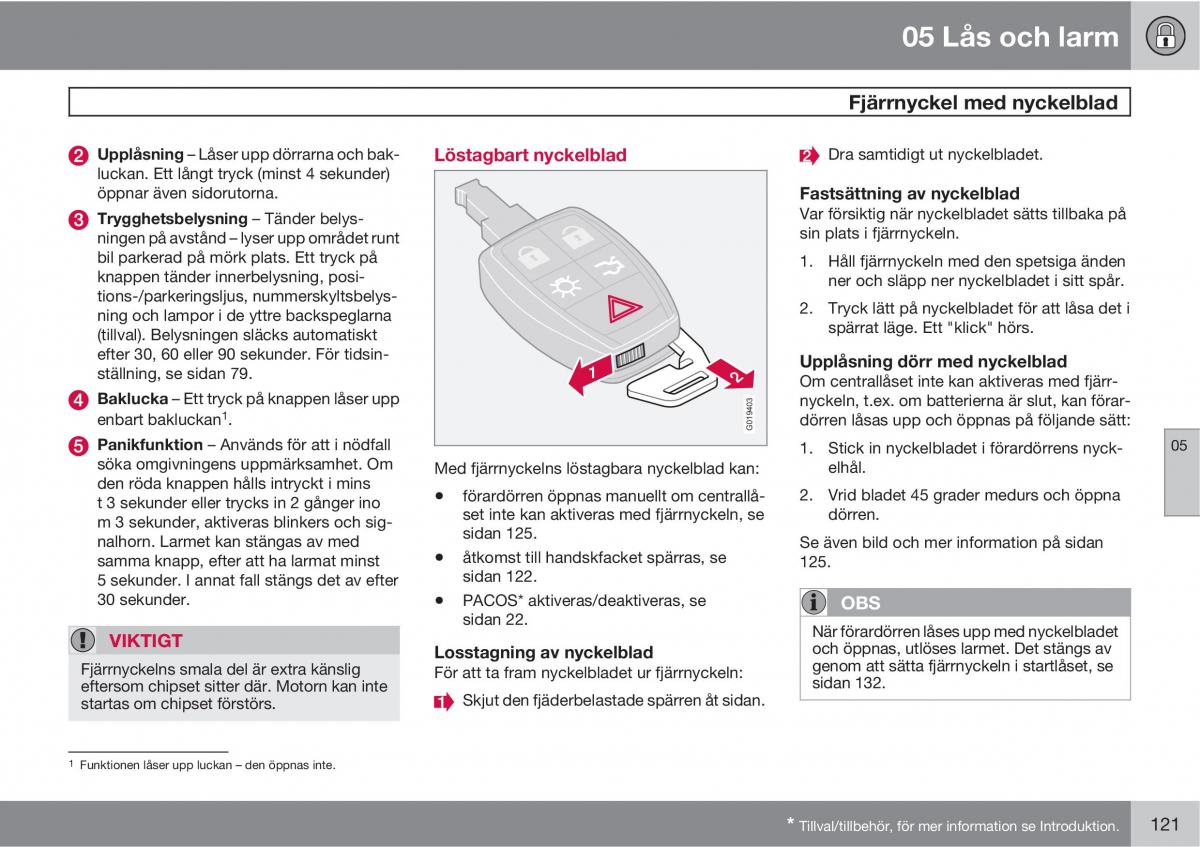 Volvo C30 instruktionsbok / page 123