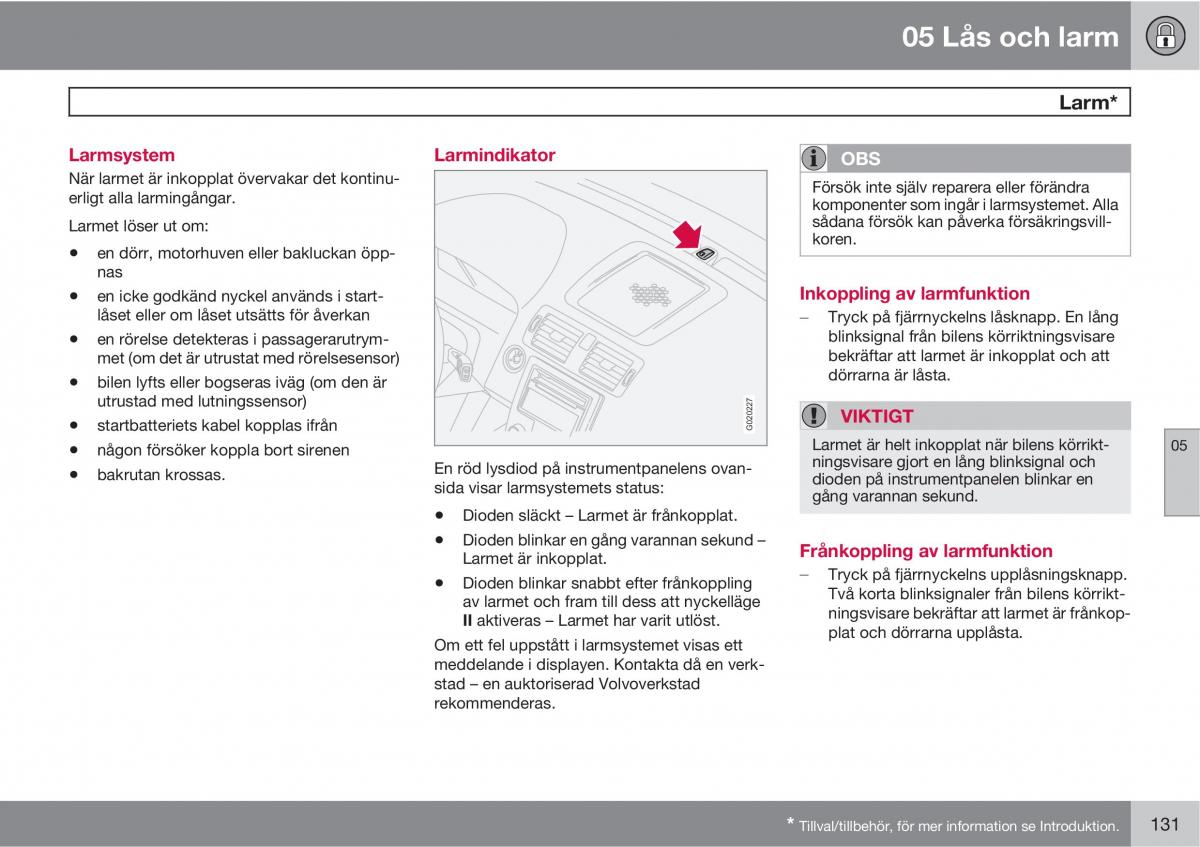 Volvo C30 instruktionsbok / page 133