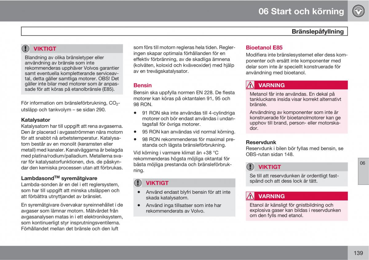 Volvo C30 instruktionsbok / page 141