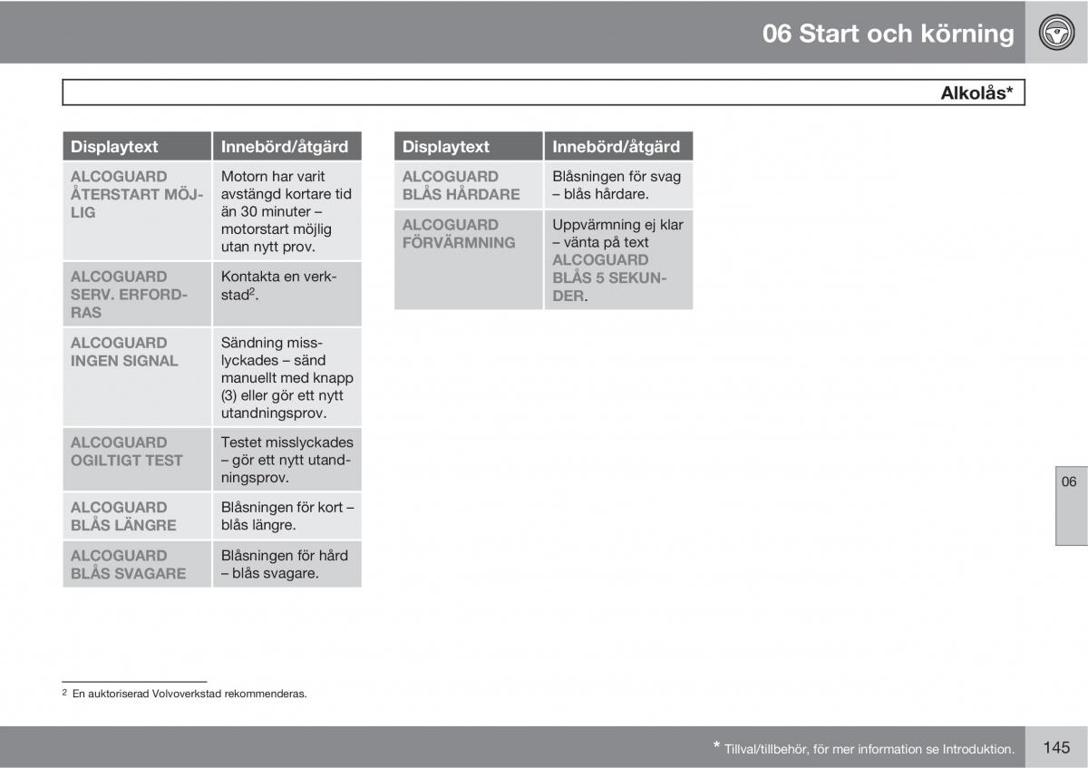 Volvo C30 instruktionsbok / page 147