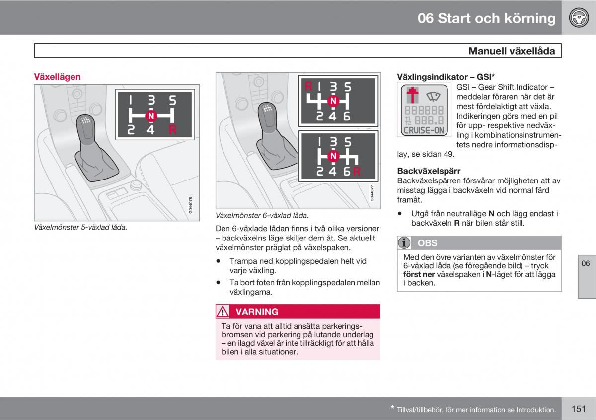 Volvo C30 instruktionsbok / page 153