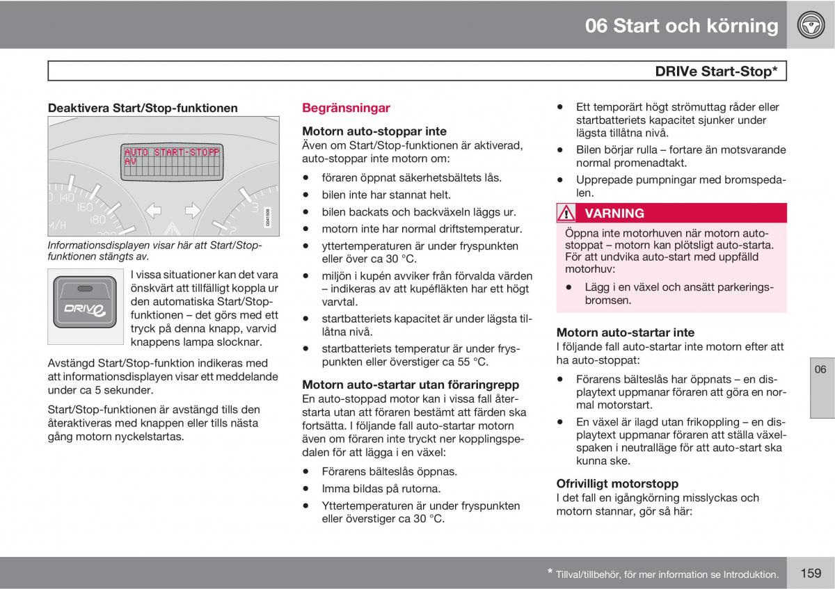 Volvo C30 instruktionsbok / page 161