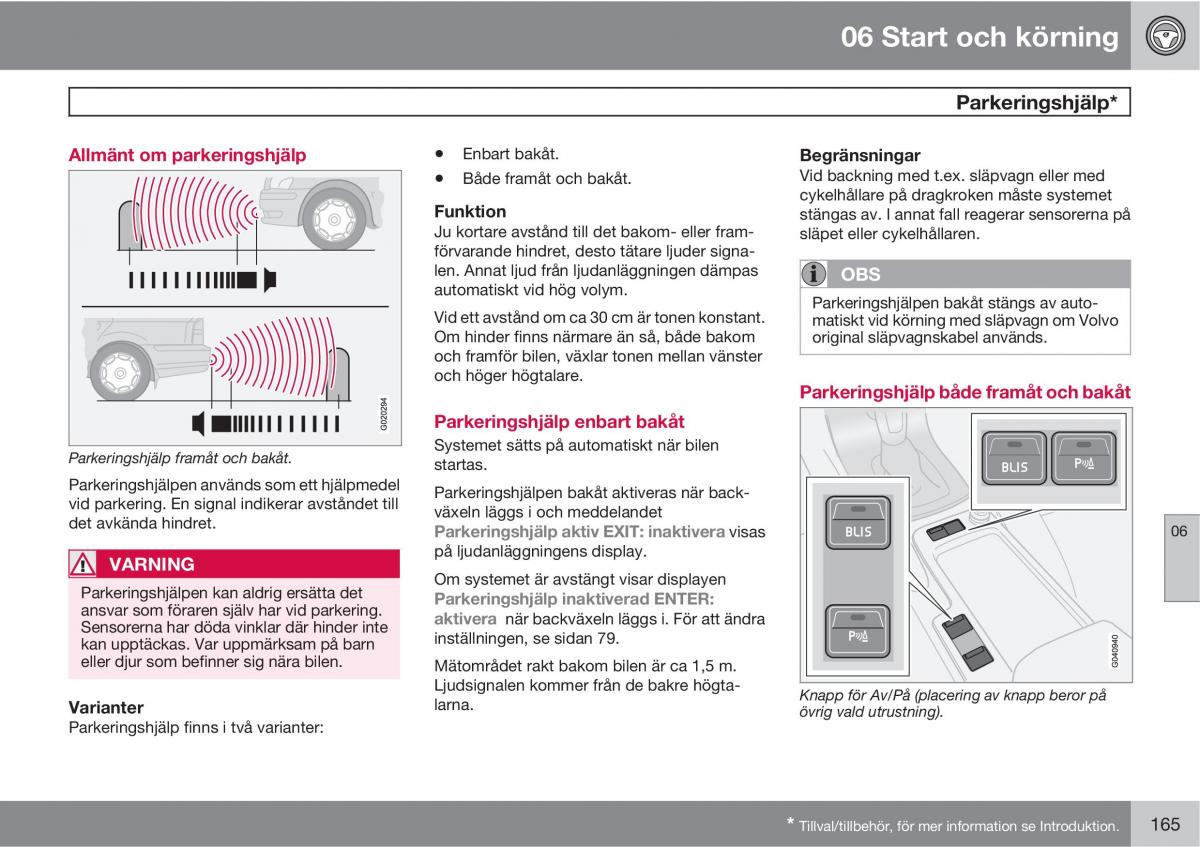 Volvo C30 instruktionsbok / page 167