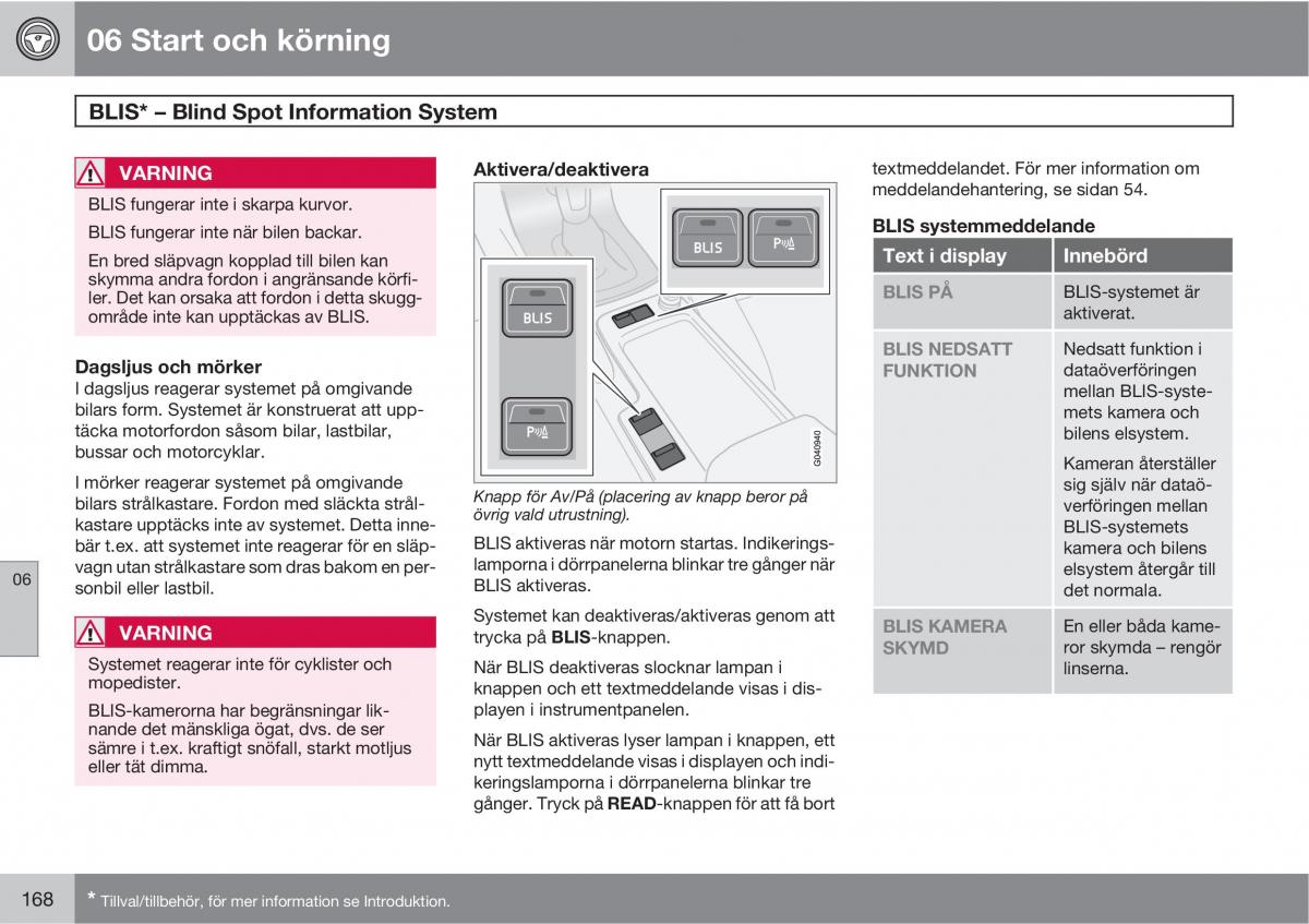 Volvo C30 instruktionsbok / page 170