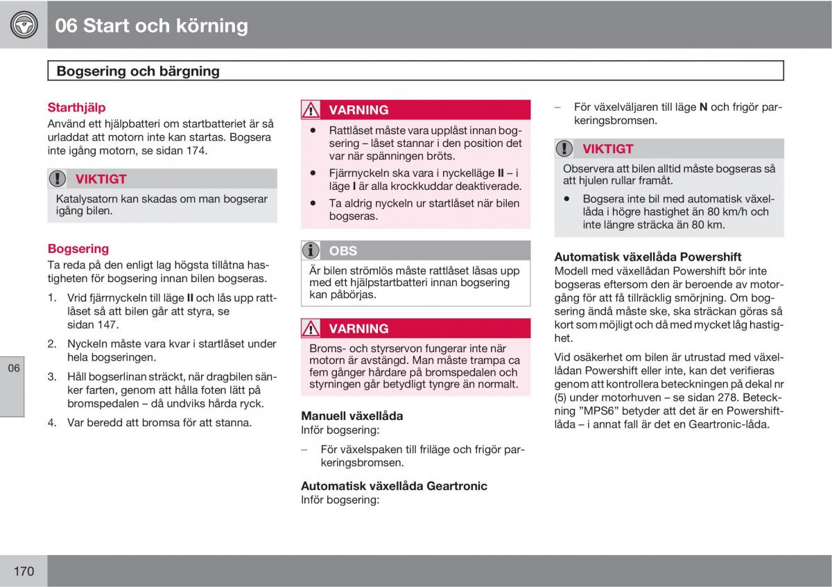 Volvo C30 instruktionsbok / page 172