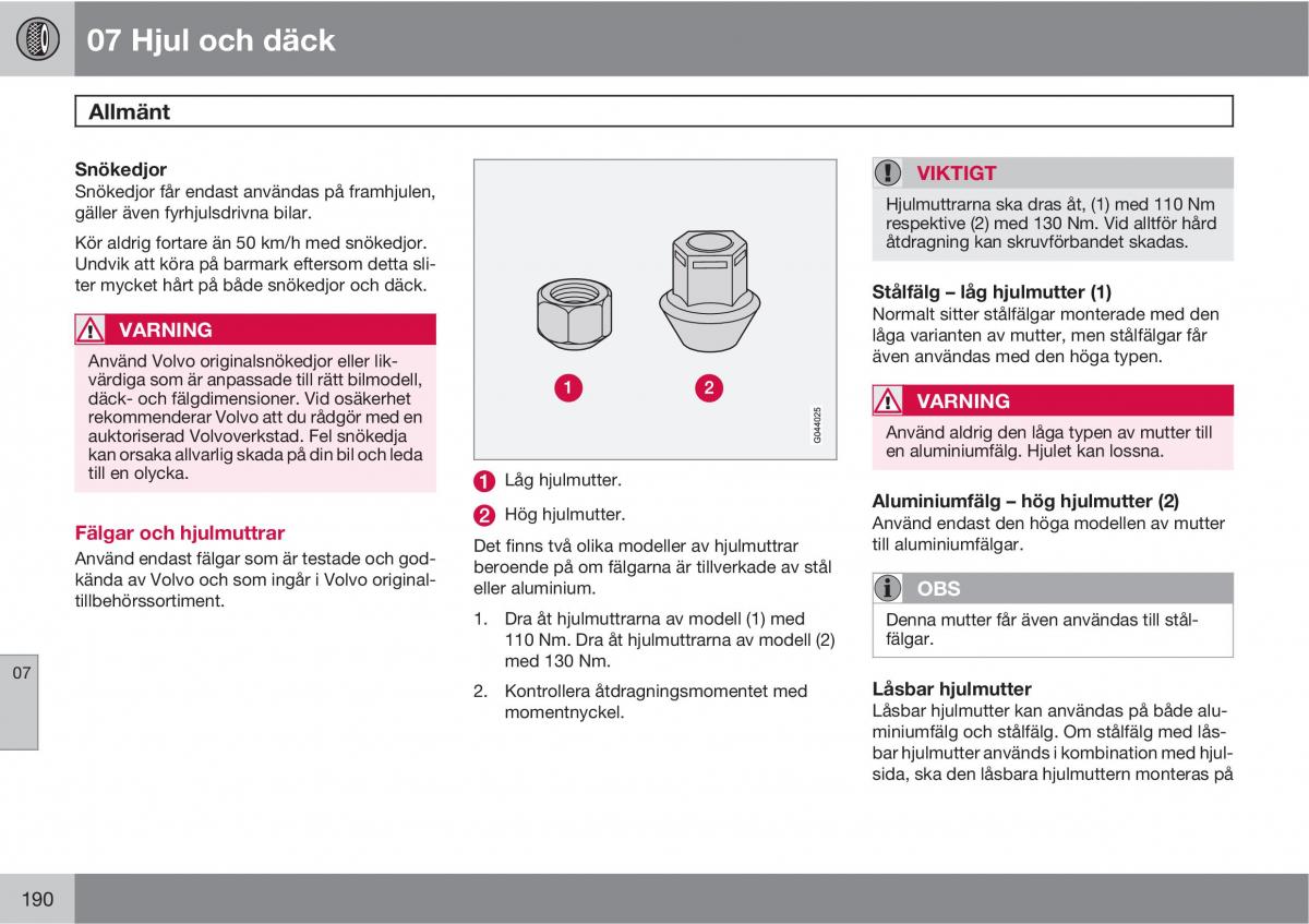 Volvo C30 instruktionsbok / page 192