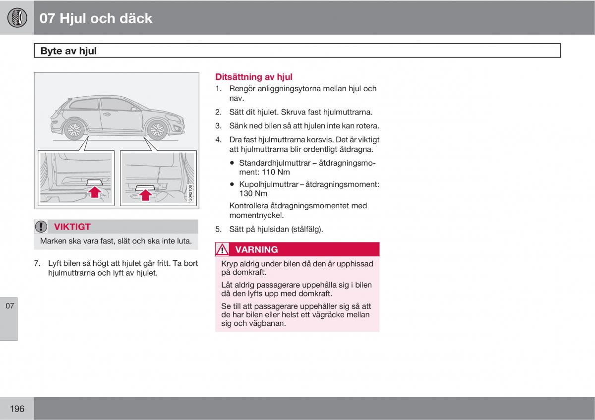 Volvo C30 instruktionsbok / page 198