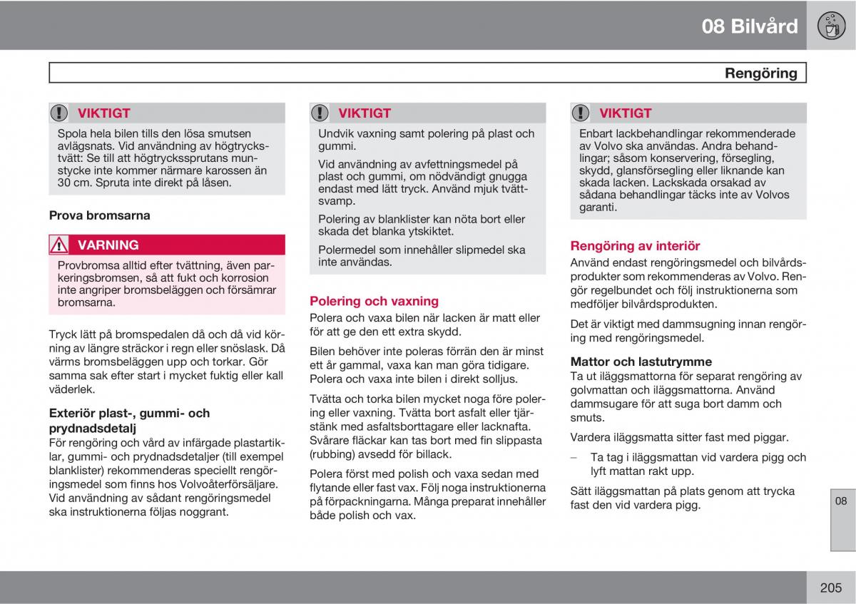 Volvo C30 instruktionsbok / page 207