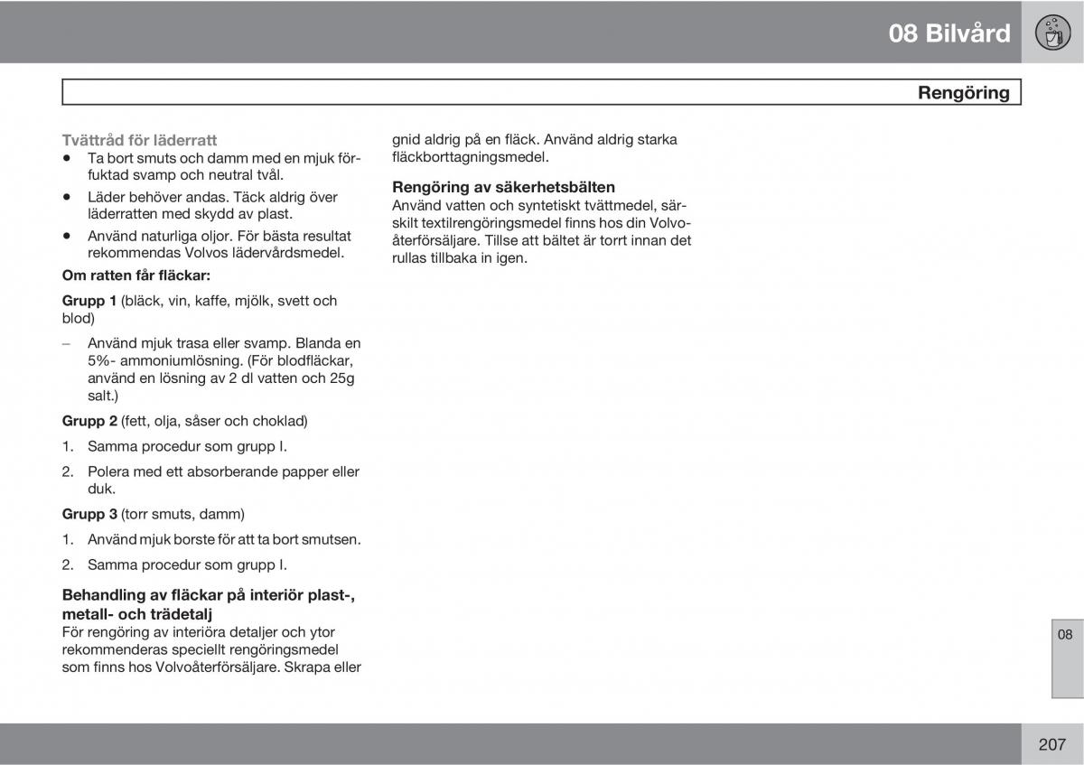 Volvo C30 instruktionsbok / page 209