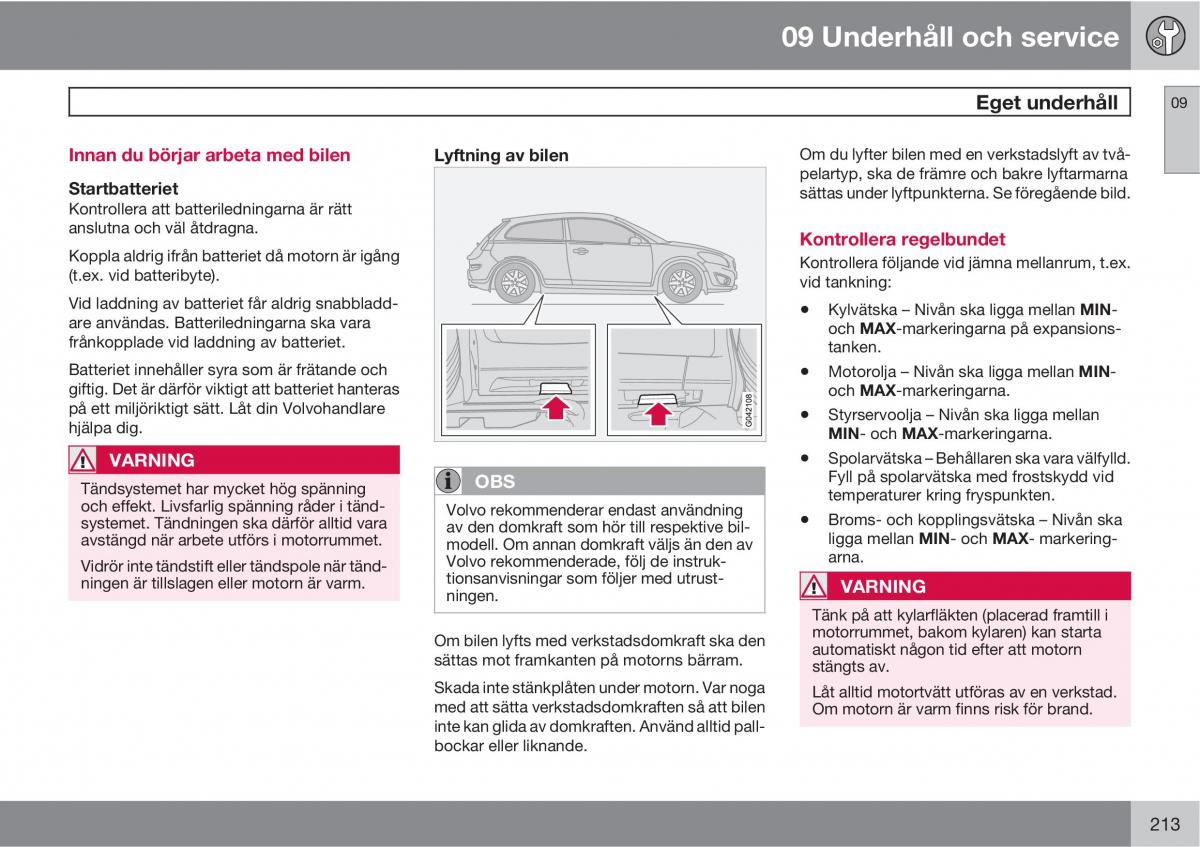 Volvo C30 instruktionsbok / page 215