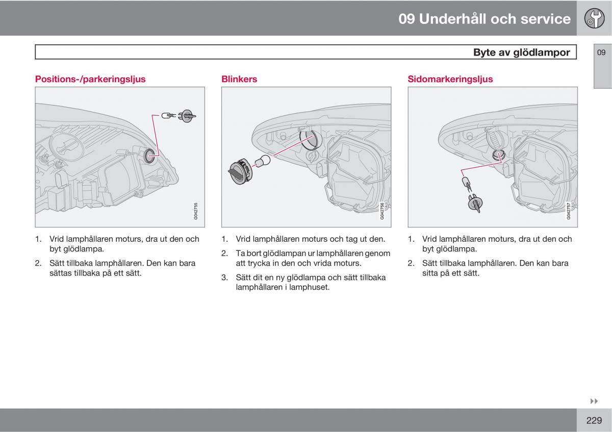 Volvo C30 instruktionsbok / page 231