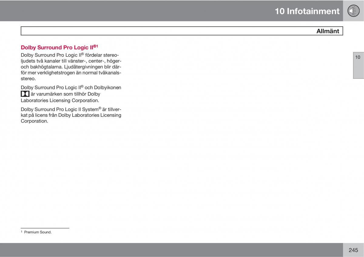 Volvo C30 instruktionsbok / page 247