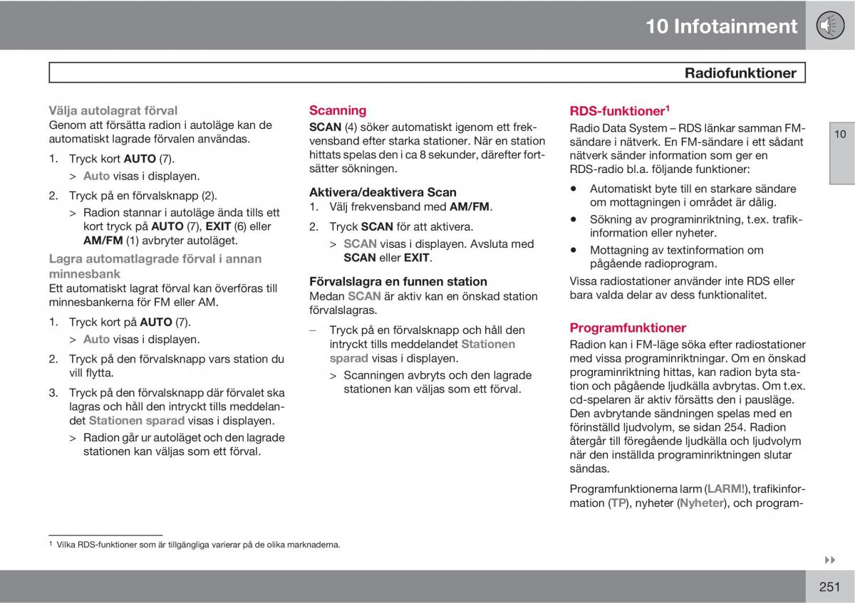 Volvo C30 instruktionsbok / page 253