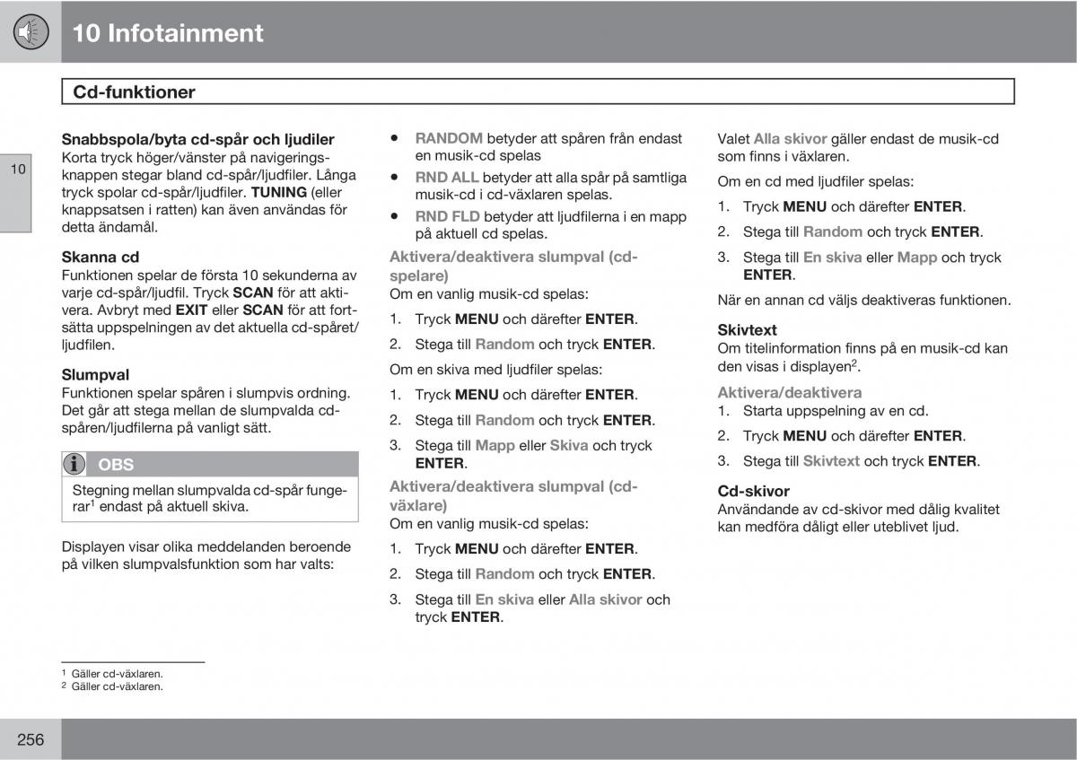 Volvo C30 instruktionsbok / page 258