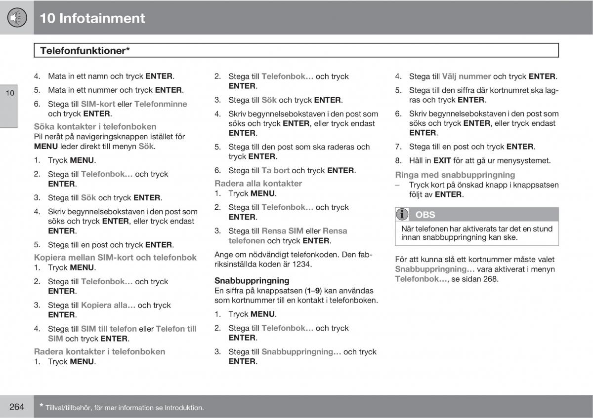 Volvo C30 instruktionsbok / page 266