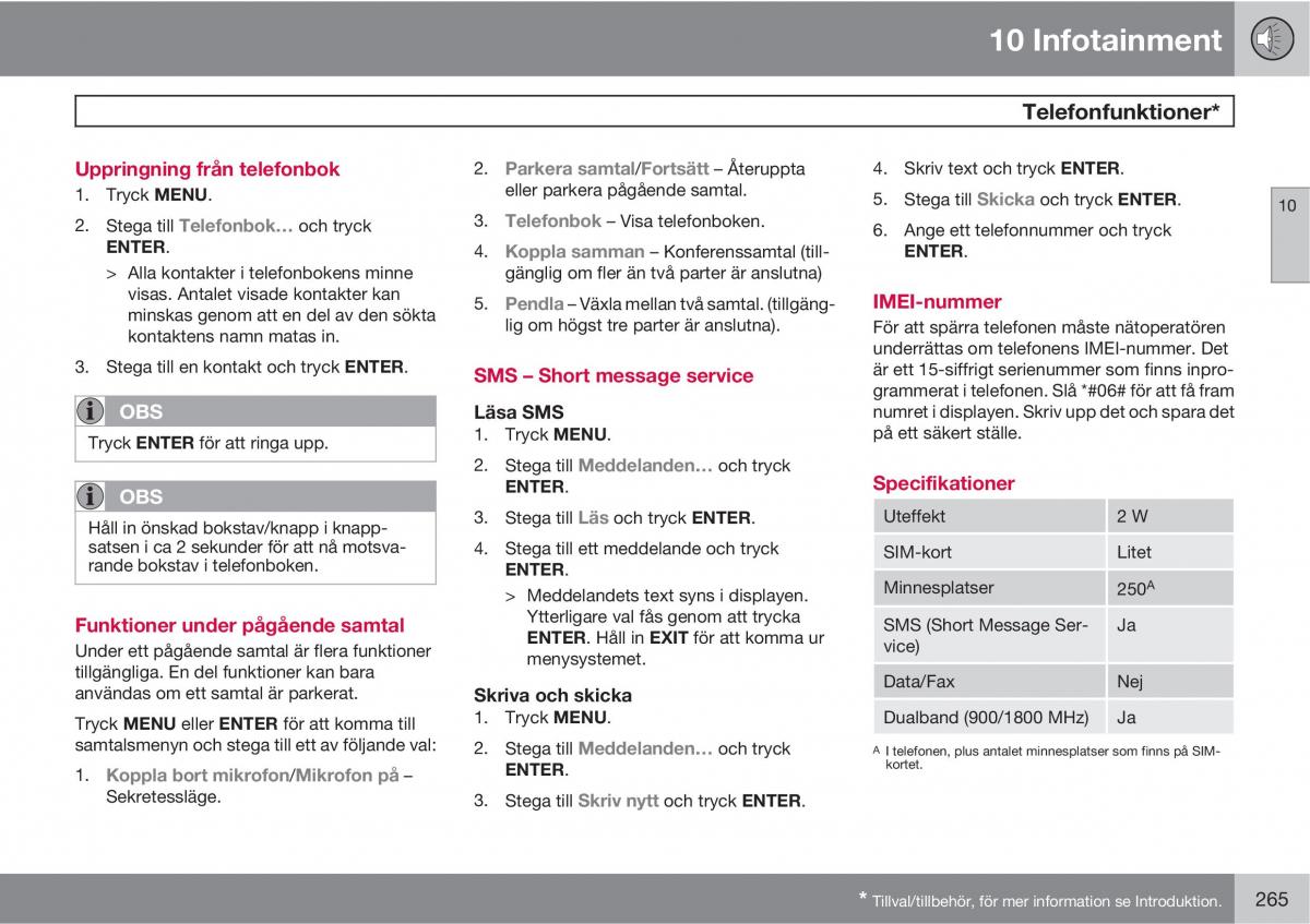 Volvo C30 instruktionsbok / page 267