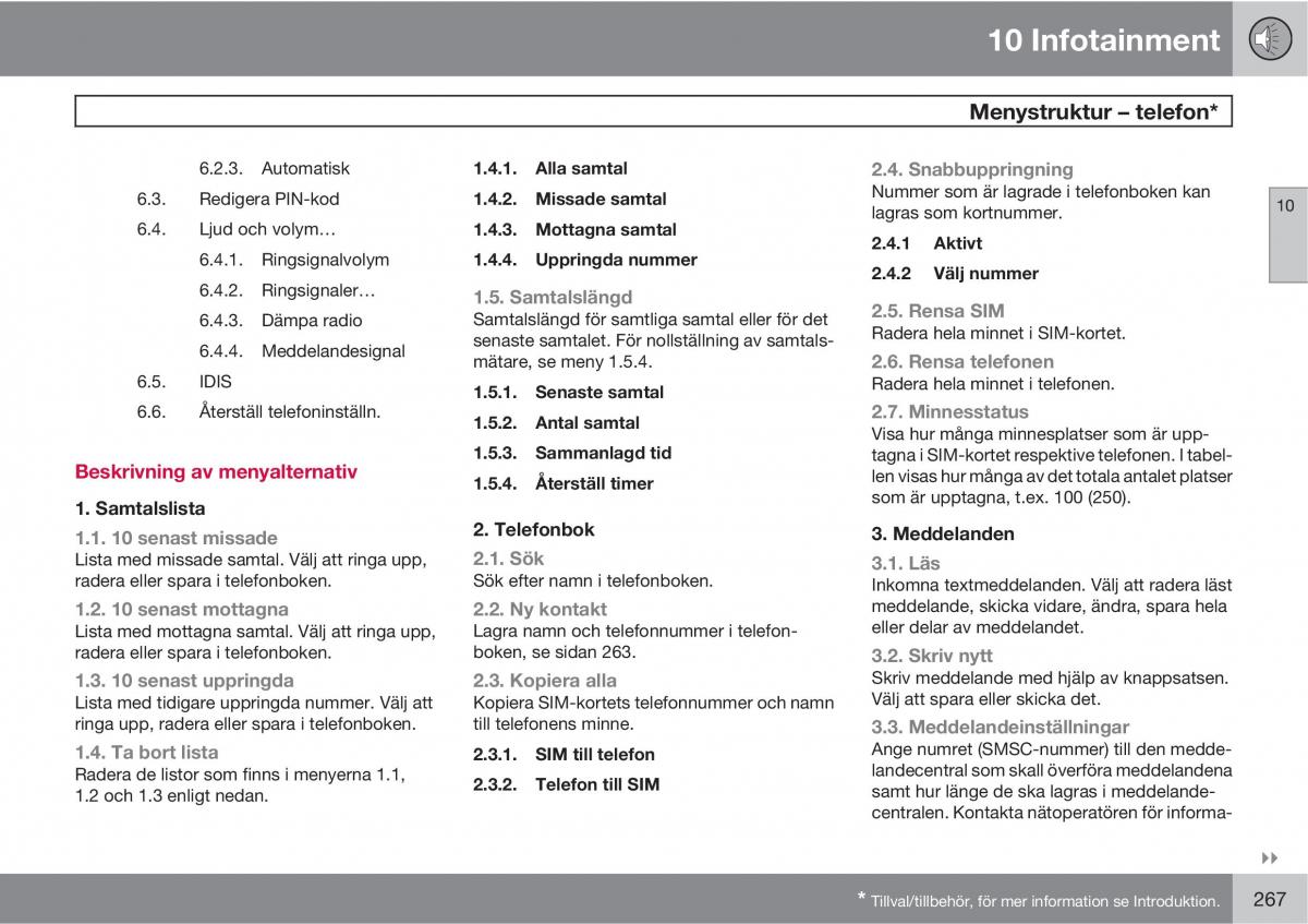 Volvo C30 instruktionsbok / page 269