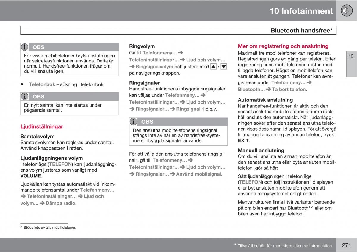 Volvo C30 instruktionsbok / page 273