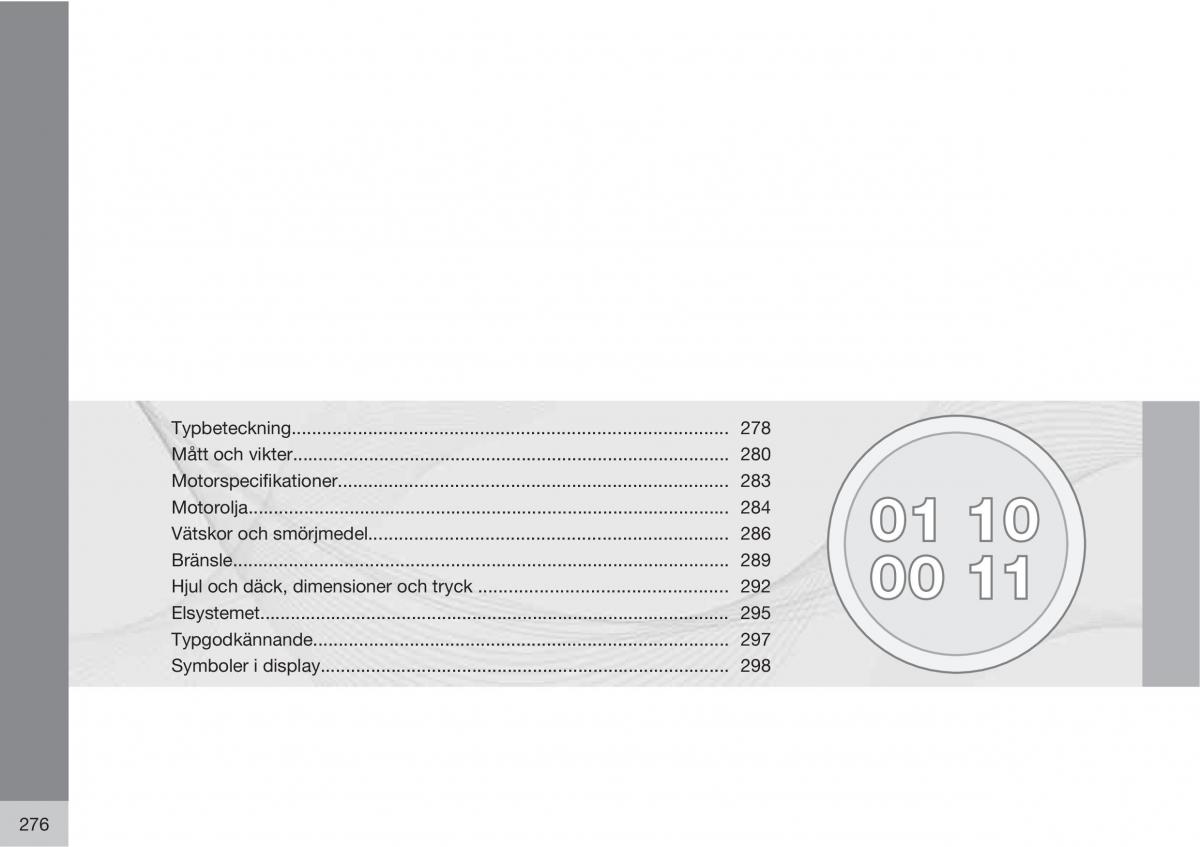 Volvo C30 instruktionsbok / page 278