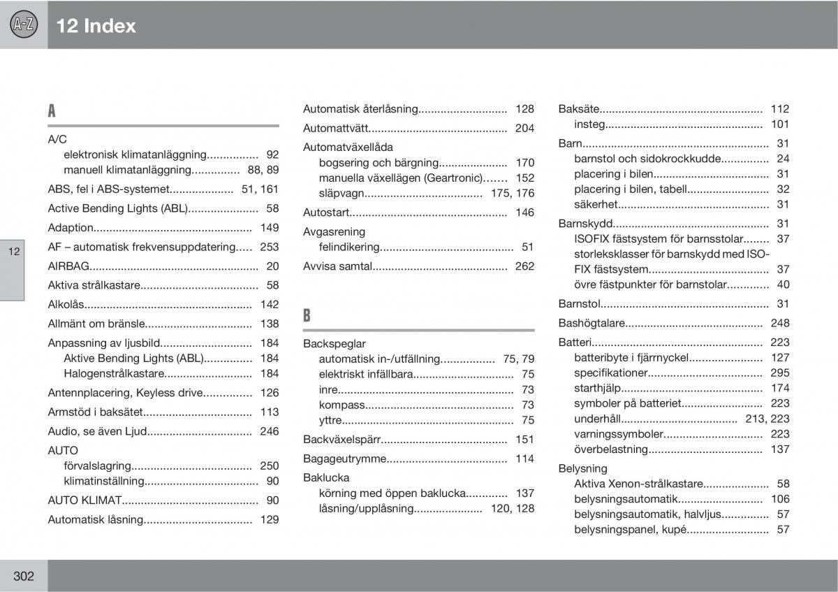 Volvo C30 instruktionsbok / page 304