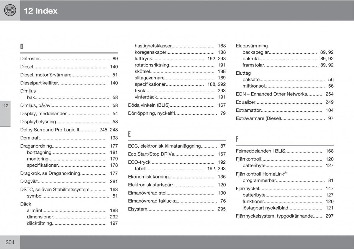 Volvo C30 instruktionsbok / page 306