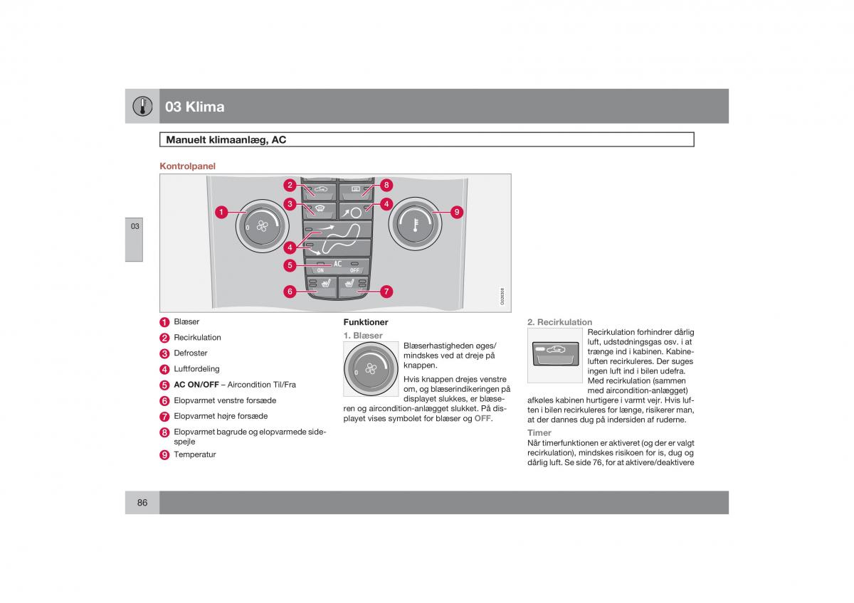 Volvo S40 II 2 Bilens instruktionsbog / page 87