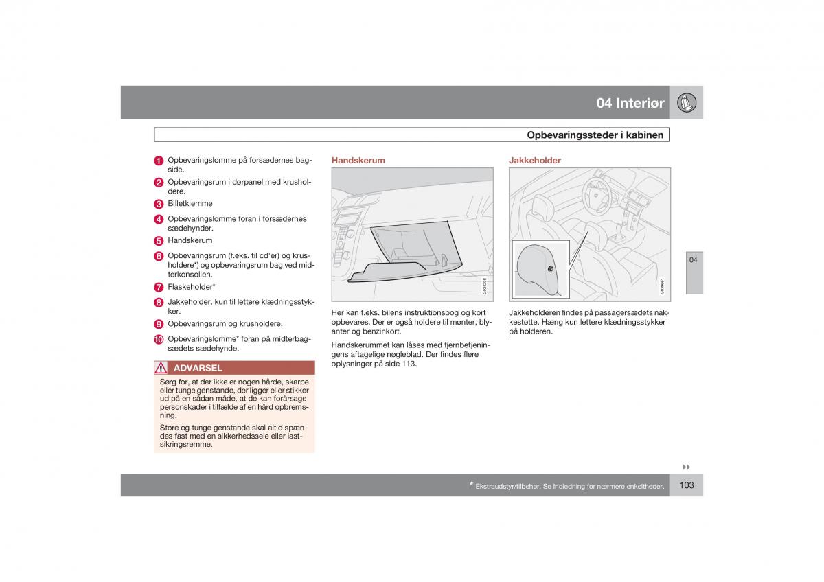 Volvo S40 II 2 Bilens instruktionsbog / page 104