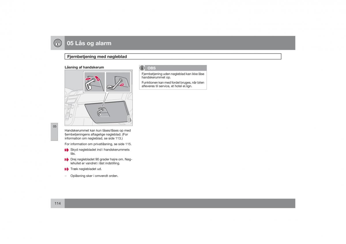 Volvo S40 II 2 Bilens instruktionsbog / page 115