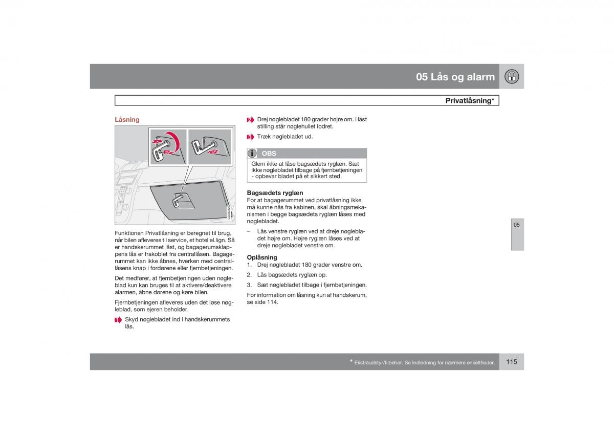 Volvo S40 II 2 Bilens instruktionsbog / page 116