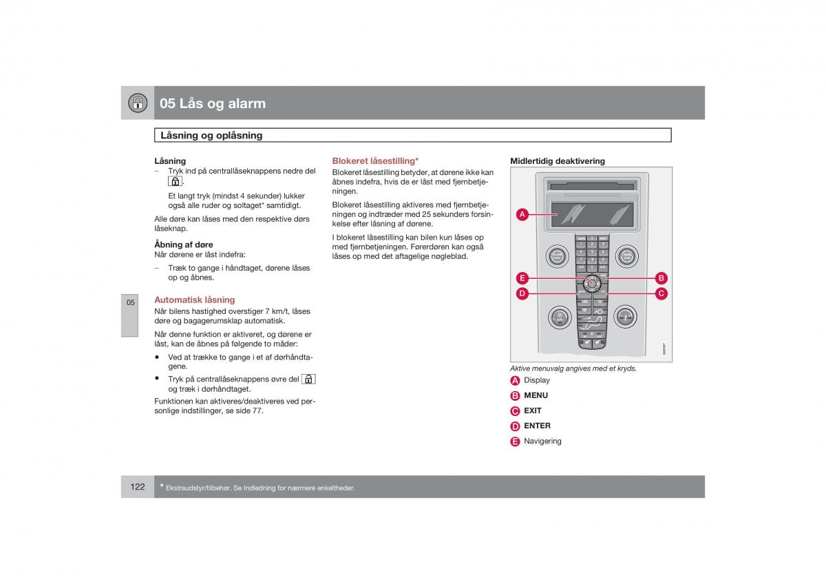 Volvo S40 II 2 Bilens instruktionsbog / page 123