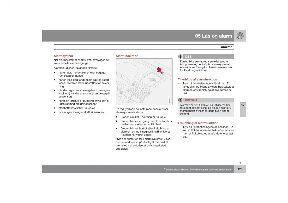 Volvo S40 II 2 Bilens instruktionsbog / page 126